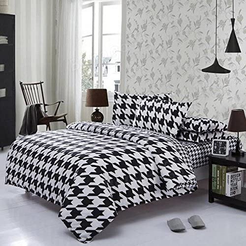 Ubersweet® 3 Or 4pcs Polyester Fiber Black White Stripe Plaid Stars Reactive Print Sets