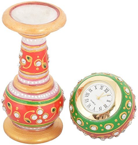 Jaipuri Craft's Marble Mehroon Design Pillar Watch Home Décor