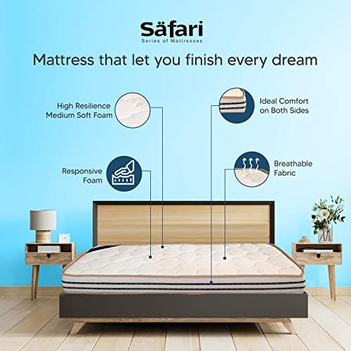 Safari The Mattress Company Memory Foam Mattress, Medium Firm, King Size Bed, High Density Foam, 6 Inch Thickness (78X72X6) | 5 Years Warranty