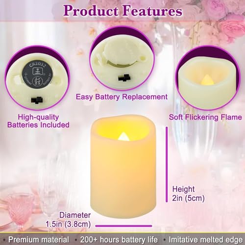 The Decor Affair Set of 36 Battery-Operated Flickering Votive Candles - 1.5" x 2" Flameless Tea Lights for Wedding, Pumpkin Light, and Unique Christmas Home Decoration.