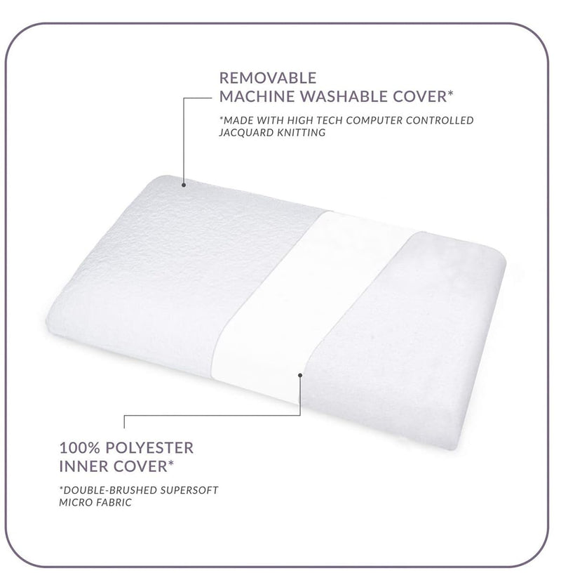 Casa Copenhagen Extra Elastic Visco Foam Pillow with Ventilation Holes, Pack of 1 - Thin Pillow 24.5 x 15.5 x 3.5 Inch - White