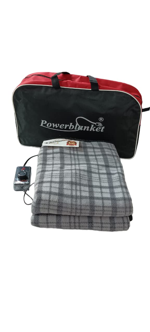 Power Blanket Electric Bed Warmer - Electric Under Blanket - Double Bed Size (153 X153cms) with 3 Heat Settings & Dual Safety Feature with Over Heat Protection