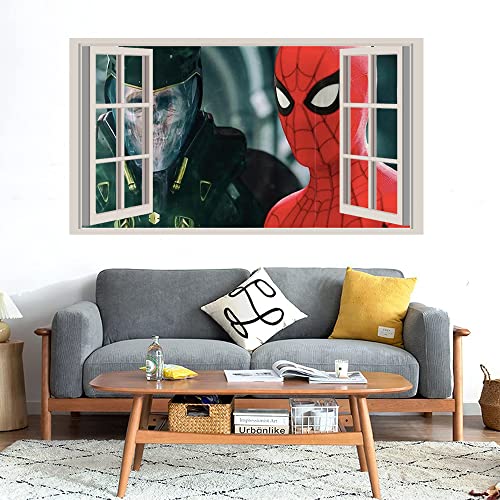 GADGETS WRAP Printed Wall Decal Sticker Fake Window Style Decal (90cm x 50cm) - Spider Man Far from Home Hingga