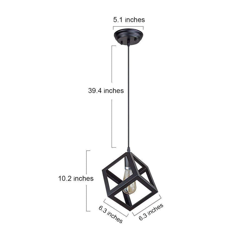 DarkVision Black Hanging Pendant Ceiling Light, Cube Shape for Bedroom, Living Room, Restaurant, Malls (Without Bulb)(Metal)