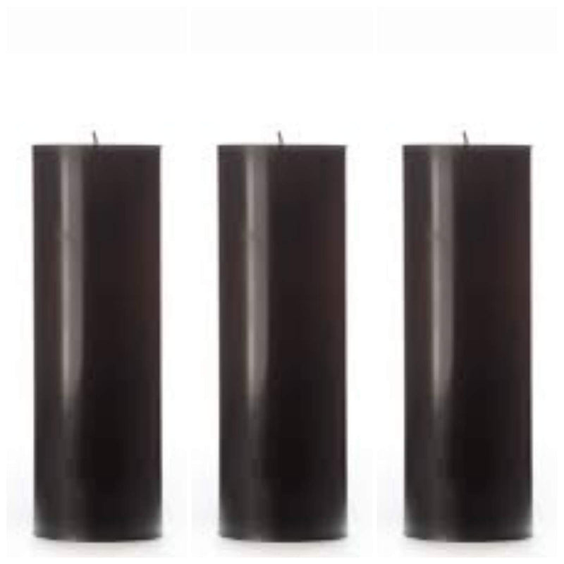 Blue Moon Creations- 2X6 Inch Black Pillar Candles Non Scented/ Unscented Combo Set Of 3 For Home decor, Decoration, Birthday, Spell, Ritual, Healing, Reiki, Spa, Meditation / SmokeLess/ DripLess/ OdourLess