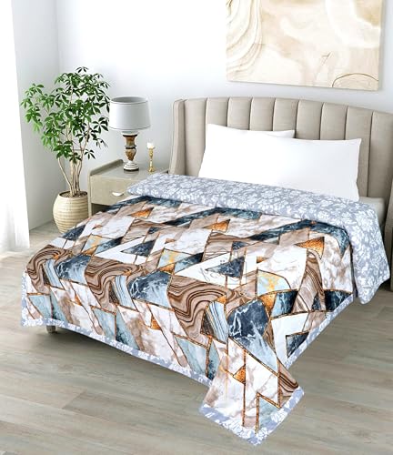 Cosy CORNER Double Bed AC Blanket, 220 GSM Microfiber 3 Layered Quilt, Soft Reversible Printed AC Blanket Double Bed for All Season, Dohar Double Bed