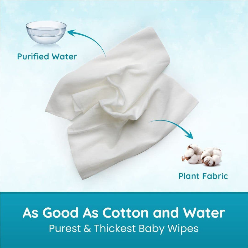 Mother Sparsh 99% Pure Water (Unscented) Baby Wipes I Natural Plant Made Cloth - Super Thick I 72 pcs/Pack - Pack of 3