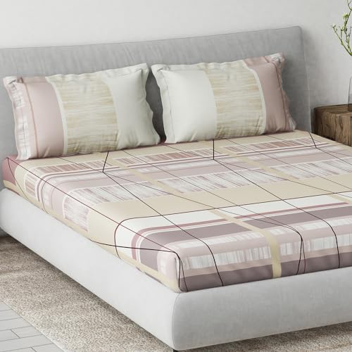 DDECOR - 100% Cotton 144 TC Queen Bedsheet with 2 Pillow Covers - Pink