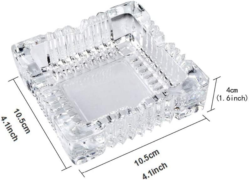 Prachi Enterprise Square Glass Ashtrays for Cigarettes,Cigar Smoking for Home, Car, Balcony for Home Office In/Outdoor Tabletop