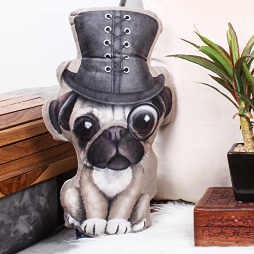 STITCHNEST Pug Dog Shaped Cushion for Home Décor