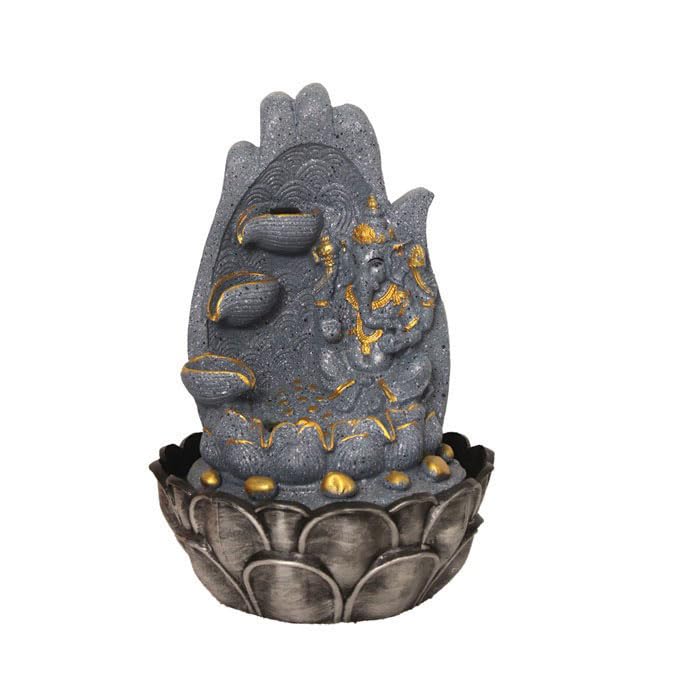 Art N Hub Lord Ganesha Home Decorative Water Fountain Best Home and Office Inauguration Gift Items | Built (27 x 27 x 39 CM | Dotted Grey Golden)