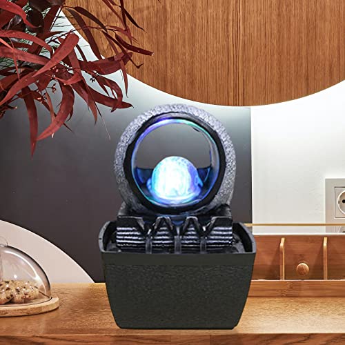 ATORSE® Creative Waterfall Fountain Led Lights Ornament Feng Shui Living Room C