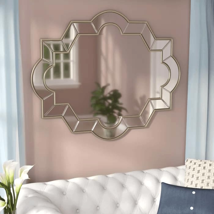 ARTESSA Venetian Design Rectangular Mirror for Living Room with Wooden Back (55 x 90 CM)