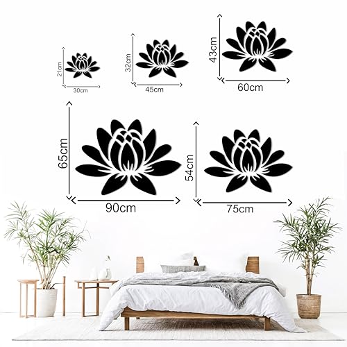 SPARKSBAE Silver Mirror Self Adhersive Acrylic Sticker Featuring Lotus Flower Wall Decals Design for Living Room, Bed Room, Hall, Kitchen, Foyer Wall Decor DIY (Silver | 30X21cm| 17 Pieces)