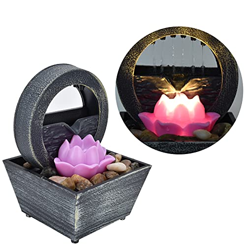 Desktop Water Fountain, USB Tabletop Fountain Elegant with Stones for Living Room for Bedroom for Office