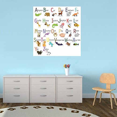 Asmi Collections Wall Stickers Alphabets with Cute Animals for Kids Room