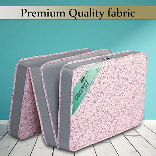 COLOFLY 4 inch Soft & Bounce Single High Density PU Foam Foldable Mattress (72x35x4, Pink)