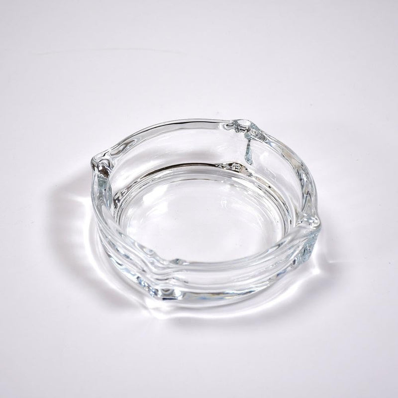 Glass Crystal Cigarette Round Ashtray, Transparent | Lead-free Glass | Environmentally Friendly | Pack of 1