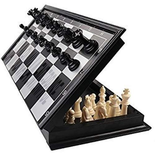 Jambuwala Enterprise™ Magnetic Educational Toys Travel Chess Set with Folding Chess Board for Kids and Adults Black Color (10 Inch)