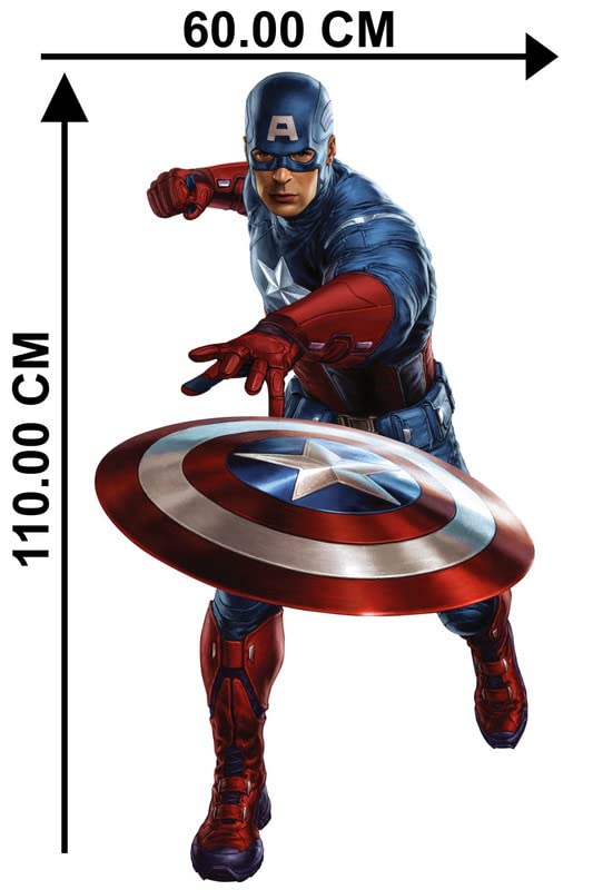 SK Graphics Captain America Standing Wall Sticker (Multicolor PVC Vinyl)