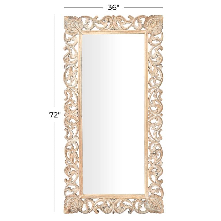 The Zara Enterprises Wooden Mirror Frame Without Mirror Only Frame Colour White Antique Size 36×72 inch