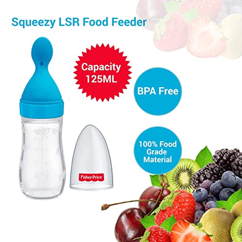 Fisher-Price Squeezy Silicone Food Feeder, Blue, 125ml