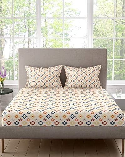 Portico New York Printed Shimmer Super Soft King Size Bedsheet with 2 Pillow Cover-274X274CM