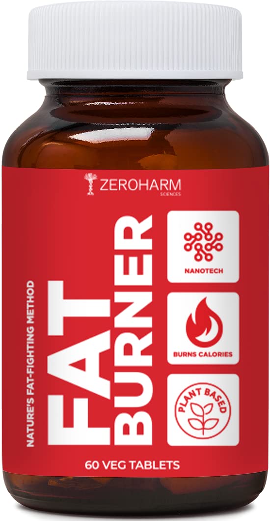 ZEROHARM Fat Burner tablets | Metabolism booster & weight loss supplement | Arms, thighs, hips, chin & belly fat burner for Men & Women | Reduces cholesterol & sugar levels