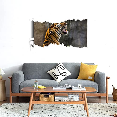 GADGETS WRAP Printed Wall Decal Sticker Scratched Paper Style Wall Decal (90cm x 50cm) - Nature Tiger