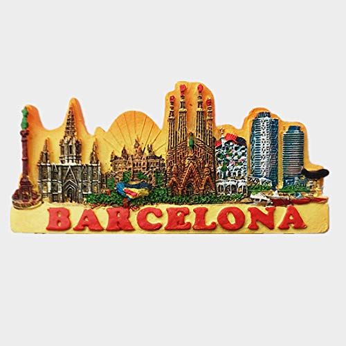 Wowobjects® Barcelona Spain Souvenir 3D Fridge Magnet Souvenir Gift, & Kitchen Decoration Magnetic Sticker Poly Barcelona Spain Refrigerator Magnet