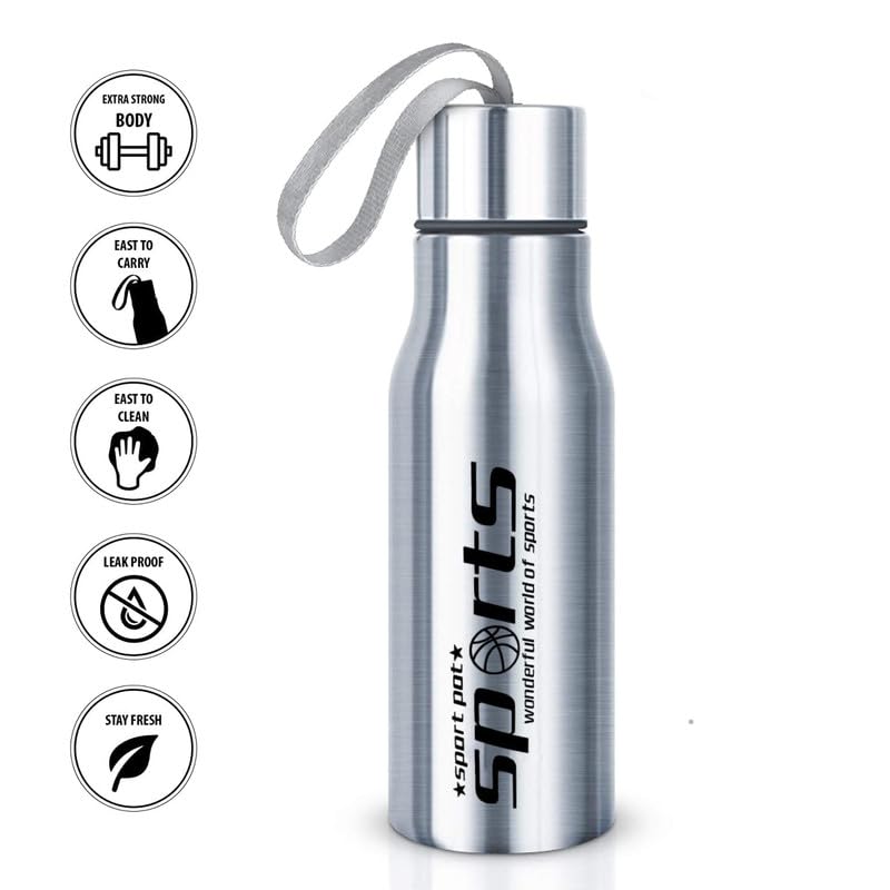 Dhanuom Stainless Steel Water Bottle/Non-Toxic Water Storage | Leak Proof | Easy Grip | Easy to Carry | Gym Bottle | Home | Kitchen | Hiking | Treking Bottle | Travel Bottle(500 ML)(500 ML)