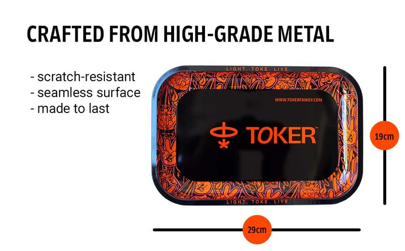 Toker Premium Metal Rolling Tray, 28 x 18.5 x 2.2 cm, Medium Size