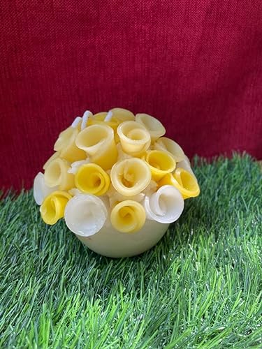 Soulshrine Scented Bouquet Candle | Yellow & White Color | Vanilla Scented | Valentine & Birthday Gift | 100% Natural Wax (Pack of 1)