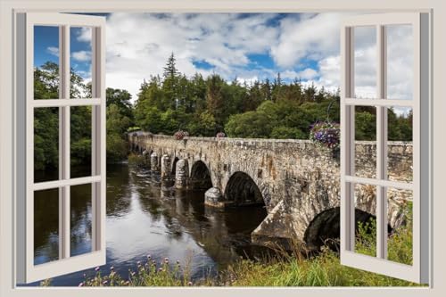 JVERF - JZZA22975 Ireland Rivers Bridges Beaufort Kerry| Self-Adhesive Open Window Wall Sticker