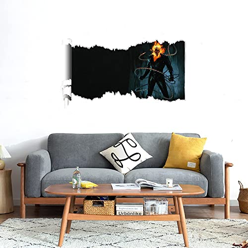 GADGETS WRAP Printed Wall Decal Sticker Scratched Paper Style Wall Decal (90cm x 50cm) - Skull FIRE