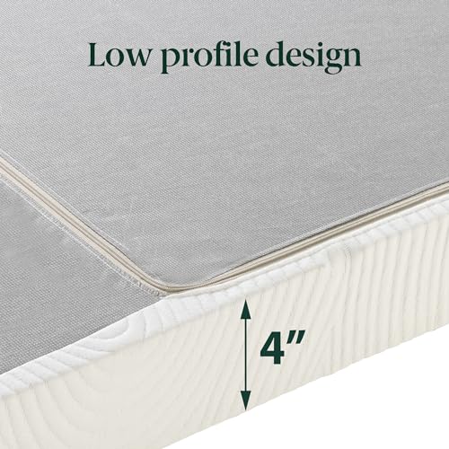 Zinus 4 inch Low Profile Bifold Box Spring/Folding Mattress Foundation/Strong Steel Structure/No Assembly Required, Split King