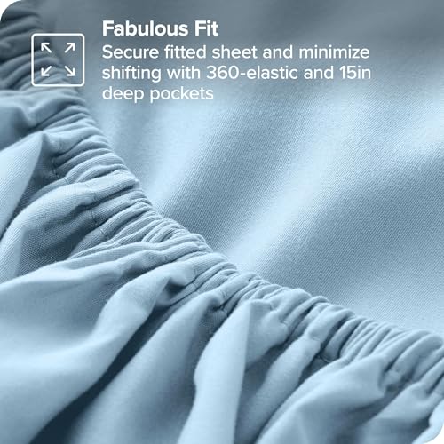 Ivy Union Premium Ultrasoft Wrinkle Resistant Microfiber Sheet Set, Full XL (Full XL, Light Blue) by Ivy Union