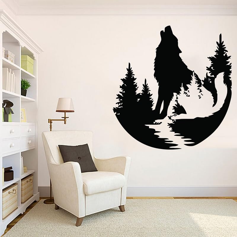 GADGETS WRAP Wall Decal Vinyl Sticker Nature Howl Wolf for Office Home Wall Decoration