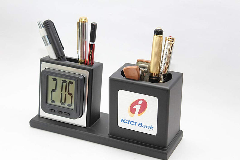 Laps of Luxury® Table Top with Detachable LED Clock, Visiting Card Holder and Tumbler