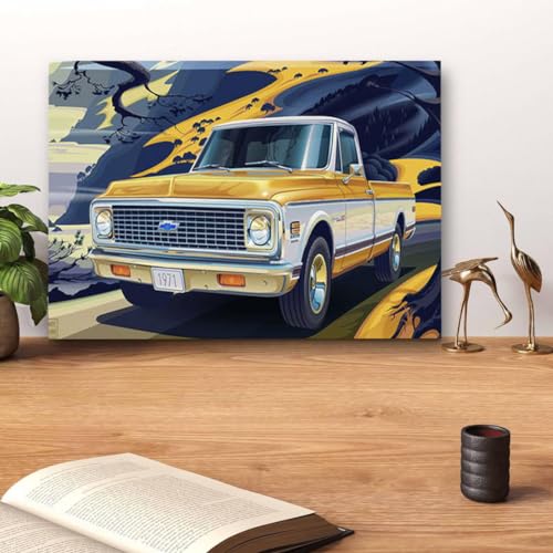 GADGETS WRAP Canvas Gallery Wrap Framed for Home Office Studio Living Room Decoration (14x11inch) - 1971 Chevrolet C10 Cheyenne Fleetside 2Wd Pickup