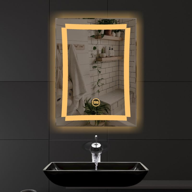 Spark Glass LED Sensor Mirror - White, Warm White, Mix Light - Ideal for Bathroom, Bedroom, Living Room, Hotel - Size: (18x24 Inch)