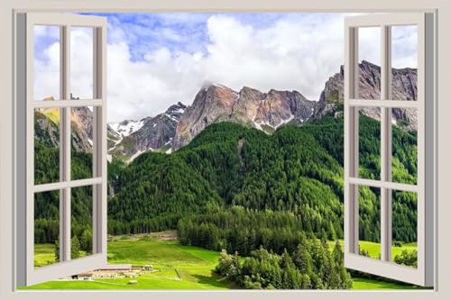 JVERF - JZZA23483 Italy Scenery Mountains| Self-Adhesive Open Window Wall Sticker