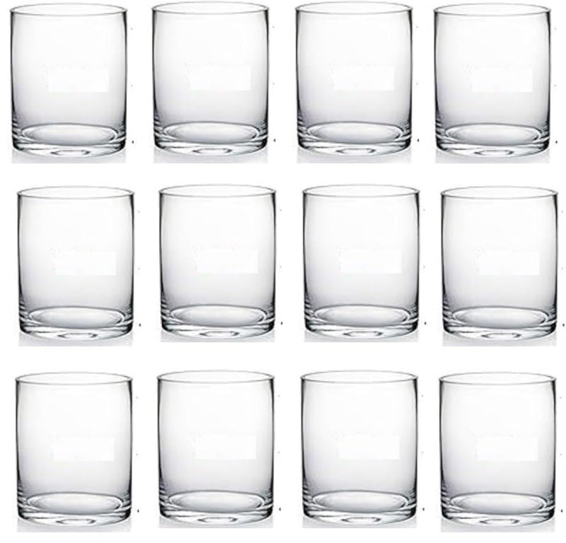 Cylender4x41276 Clear Cylinder Glass Vase/Candle Holder - 4" x 6"H Wholesale Lot Pack of 12 PCS