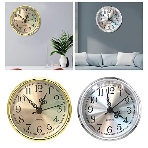 LOOM TREE 90Mm Quartz Clock Insert Arabic Numbers Battery Operated Repair Parts Gold | 1 Piece Clock Insert