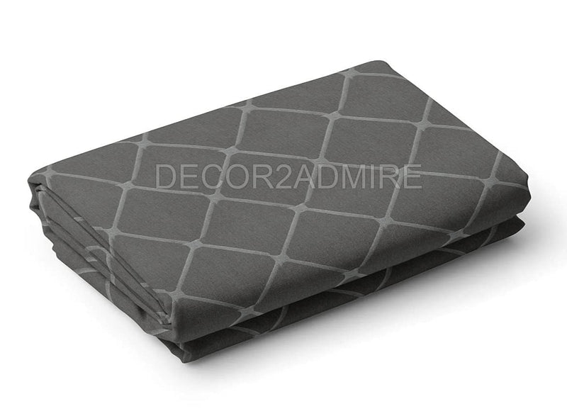 DECOR2ADMIRE 300 TC Glace Cotton Solid Lines Bedsheet for Double Bed with 2 Pillow Covers for Home (90 * 100 Inches, Grey)