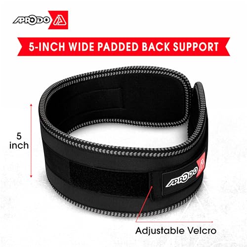 APRODO Unisex 6’’ inch Wide Nylon Eva Waist Support Belt Sport Pressurized Weightlifting Bodybuilding Fitness Squatting Training Lumbar Back Supporting Sport Safety Belt - (Black, Small (32))