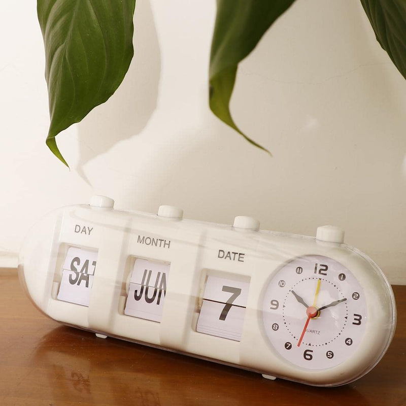 CALANDIS® Creative Digital Manual Flip Down Clock Desk Stand Page Quartz Clock White