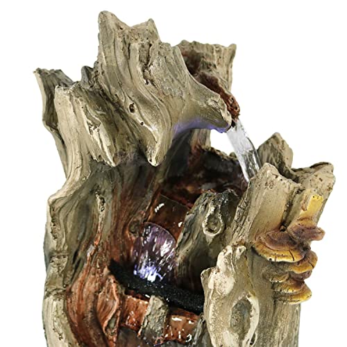 Sunnydaze Cascading Caves Waterfall Tabletop Fountain with LED Lights, 14 Inch Tall