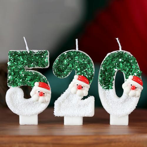 Christmas Happy Birthday Candles for Cake Decorating Supplies Unscented Number Candles Cake Topper Decorations 0