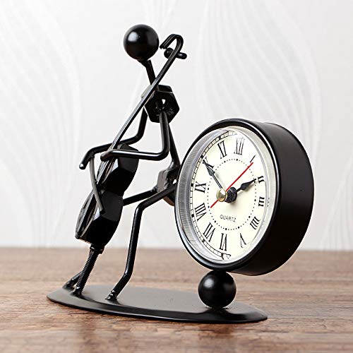 Muellery Elegant Table Desk Clock Classic Playing Cello Design Analog Clock for Your Room Office Living Room TPCA01137